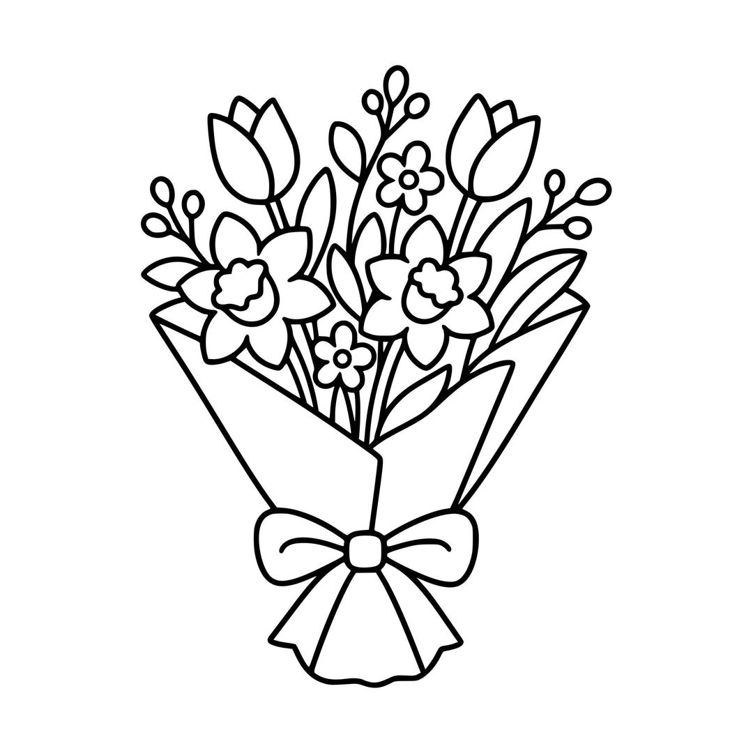 Spring Bouquet Outline SVG PNG, Line Art Cut File (instant Download) - Etsy