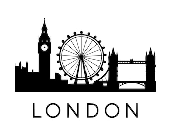 London Skyline SVG, Silhouette Clipart, England Cut File (Instant Download)