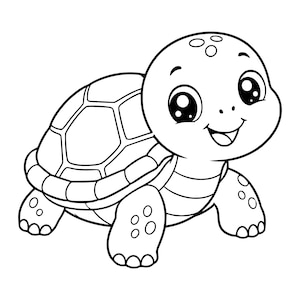 Babysköldpadda Clipart, Bedårande Smiley Sköldpadda SVG (Digital Nedladdning)