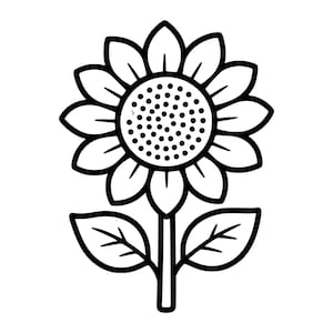 File di taglio SVG PNG di girasole, clipart di fiori semplici in stile line art, compatibile con Cricut (download digitale)