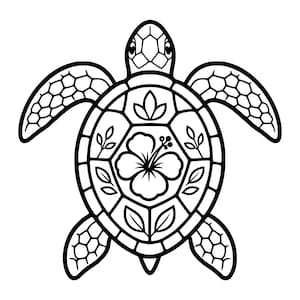Blommig havssköldpadda Mandala Svg, tropisk strand klippfil (digital nedladdning)