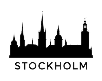 Stockholm Skyline SVG PNG, Sweden Silhouette Clipart, Cricut Cut File (Instant Download)