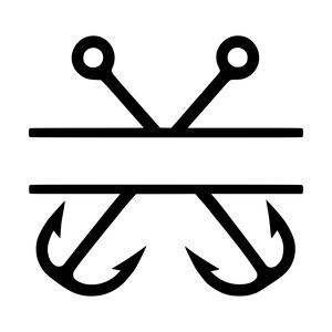 Fish Hook Monogram SVG, Fishing Silhouette Clipart (Instant Download)