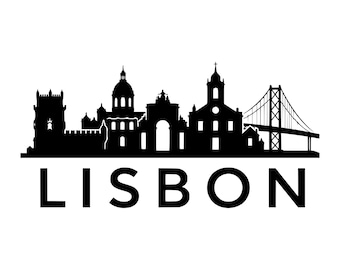 Lisbon Skyline SVG PNG, Silhouette Clipart, Cut File (Instant Download)