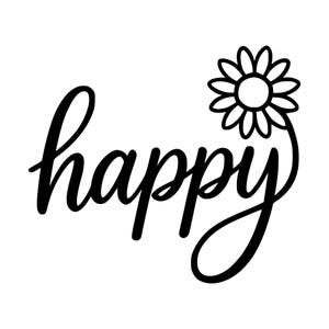 Fröhliche Sonnenblume SVG, Schriftzug-Clipart, Schneidedatei (Sofort-Download)