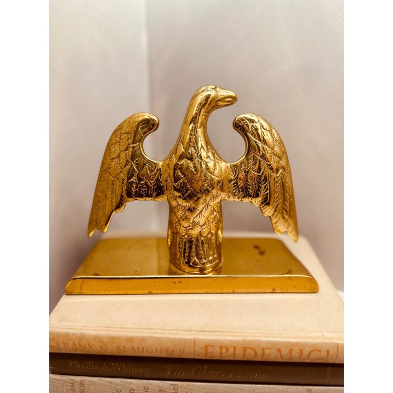Vintage Virginia Metalcrafters Brass Eagle, Heavy Brass Bookend, Classic American Brass Decor, Eagle Doorstop image 6