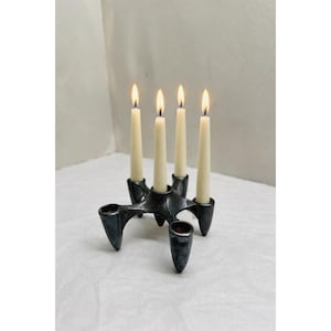 MCM Silverplated Atomic Mini Taper Candle Holder Ring 6 Hole Gorham Silver 4.5x2 Unique Gift Decor