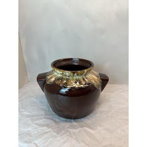 Vintage Roseville Pottery Bean Pot, Brown Drip Glaze Ceramic, Rustic American Pottery, Classic Kitchenware Collectible, Farmhouse Decor