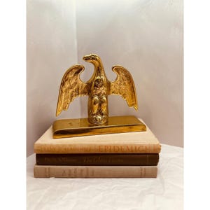 Vintage Virginia Metalcrafters Brass Eagle, Heavy Brass Bookend, Classic American Brass Decor, Eagle Doorstop image 1