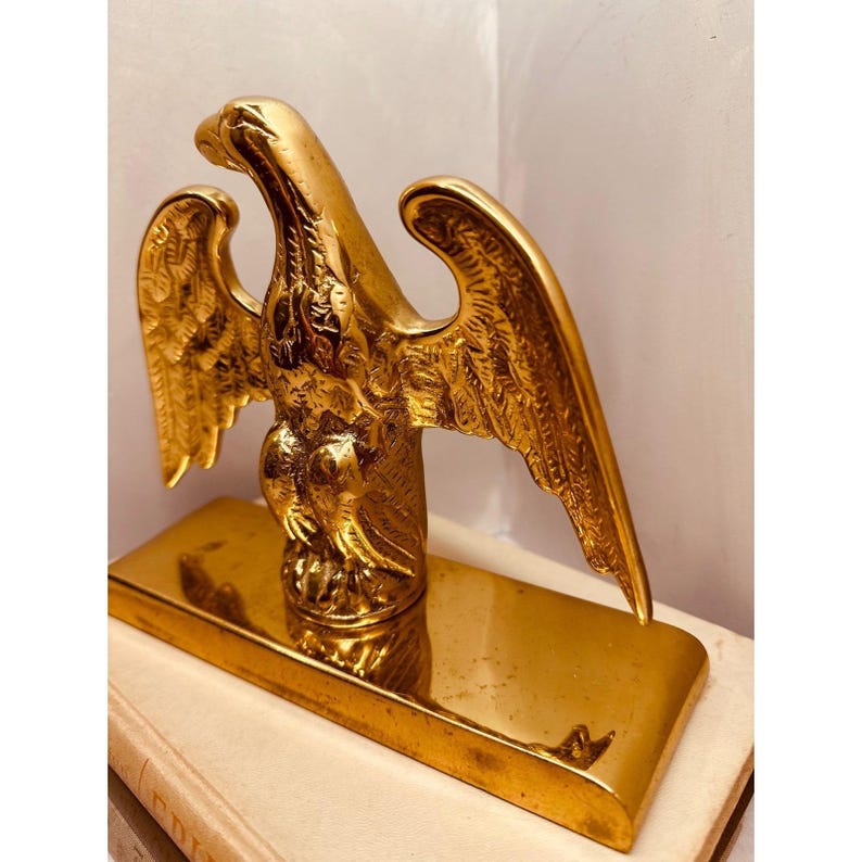 Vintage Virginia Metalcrafters Brass Eagle, Heavy Brass Bookend, Classic American Brass Decor, Eagle Doorstop image 5