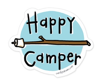 Funny Vinyl Sticker - Happy Camper Sticker - Vinyl Sticker - Laptop Sticker Decal - Water Bottle Sticker - Camp - Camping