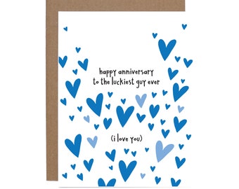 Funny Anniversary Husband Boyfriend Card - Love - Wedding Anniversary card for him - from wife - luckiest guy