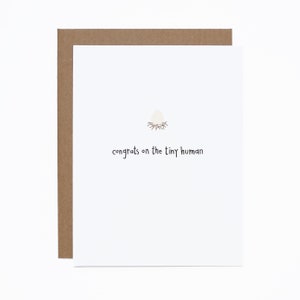 Carte de naissance amusante - Félicitations pour l'arrivée de votre bébé - Petit humain - Nouveau-né - Adoption - Grossesse - Carte de baby shower - Typographie