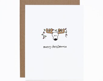 Funny Christmas Card - Merry Christmoose Card - Moose - Canada - Holiday card