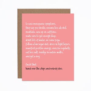 Menopause Card - Perimenopause Encouragement - Fuck Menopause - Getting older card - Friendship
