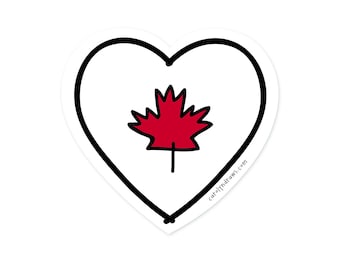Canada Heart Flag Vinyl Sticker: Waterproof Laptop Decal