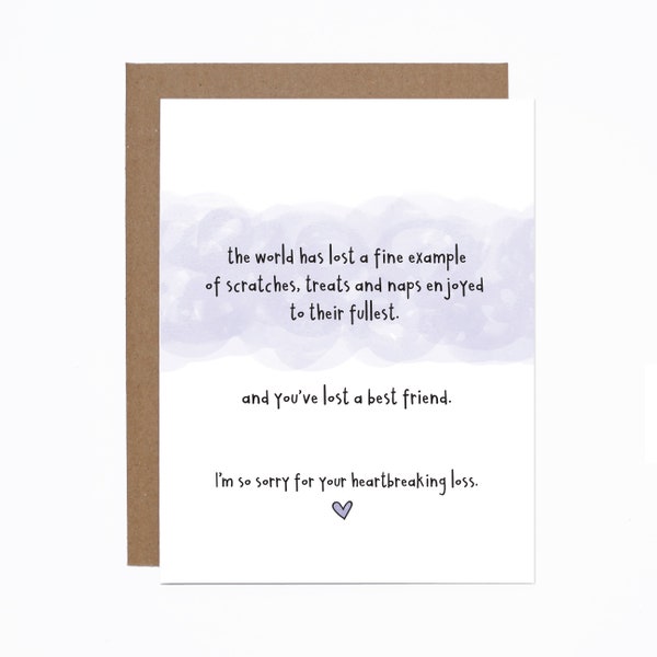 Pet Loss Sympathy card - Death of dog - Death of Cat - Loss - Grief - Pet Death card