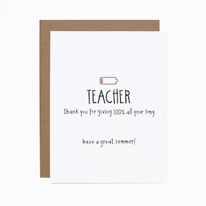 Carte de remerciement professeur - carte de fin d'année scolaire - carte de professeur - carte de grand professeur