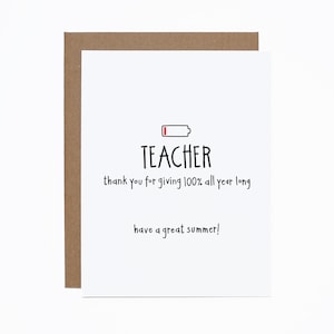 Teacher Thank You Card - End of School Year card - Teacher card - Great Teacher card