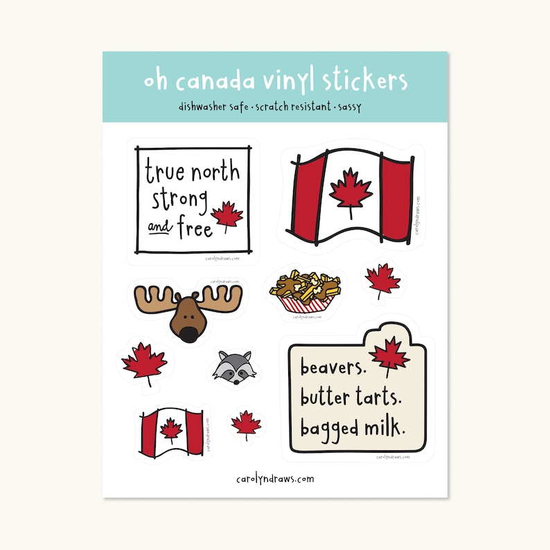Canadian Vinyl Sticker Sheet: Oh Canada Collection - Etsy Canada