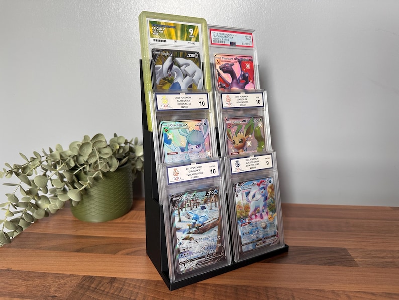 Graded Card Display Stand Holds Up To 9 PSA, ACE or BGS slabs 2x3 Holds 6