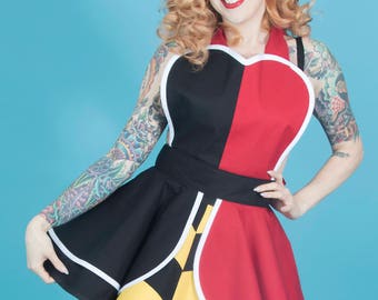 Womens Costume Apron Queen of Hearts  Made to Order
