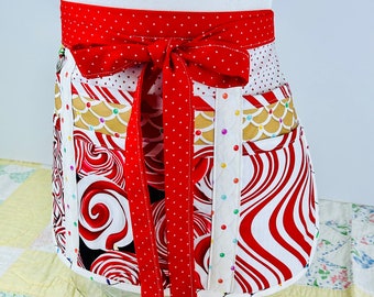 Christmas Peppermint Candy Apron with 6 Pockets