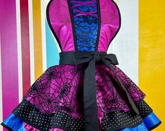 Goth Bo-Peep Rag Doll Adult Costume Apron with Spider Webs  - In Stock