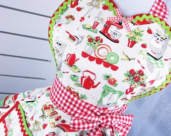 Womens Fifties Kitchen Gingham Apron Made to Order