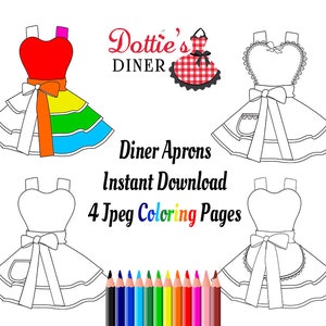 Design Your Own Apron 4 Coloring Pages Digital Instant PDF Download image 1