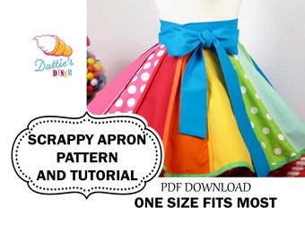 Scrappy Apron Tutorial and Pattern PDF, to Make with Scraps or Fat Quarters
