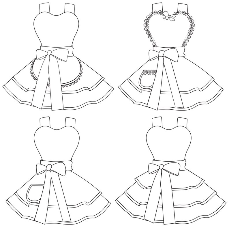 Design Your Own Apron 4 Coloring Pages Digital Instant PDF Download image 2