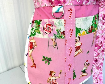 Pink Girly Christmas Aprons with Lots of Pockets! Choose One