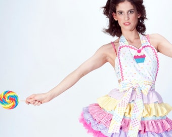 Candycore CandyLand Cupcake Ruffle Apron