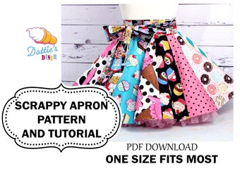 Scrappy Apron Tutorial and Pattern PDF, to Make with Scraps or Fat Quarters