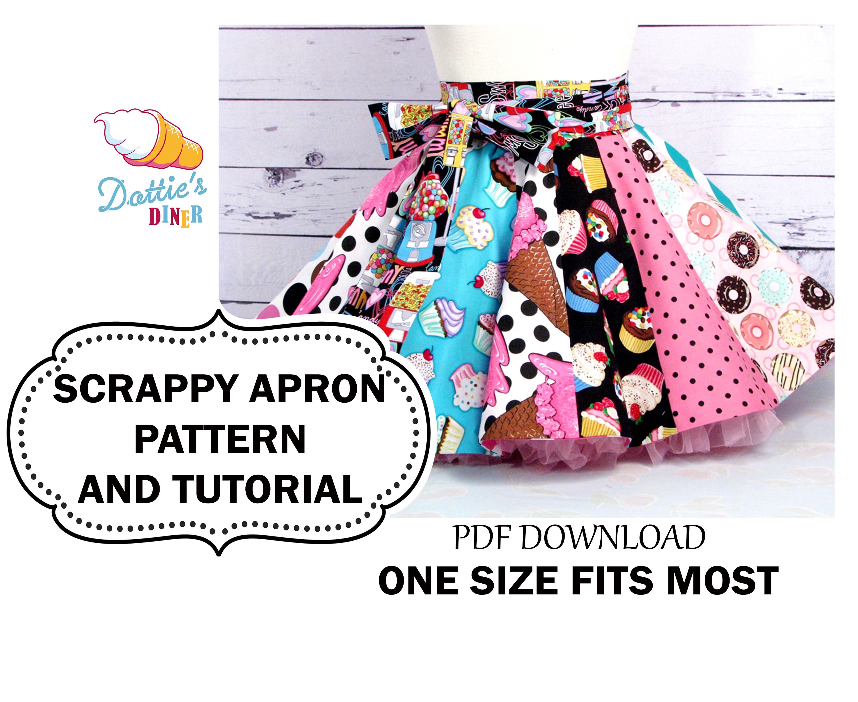 Scrappy Apron Tutorial and Pattern PDF to Make With Scraps or Fat Quarters Etsy
