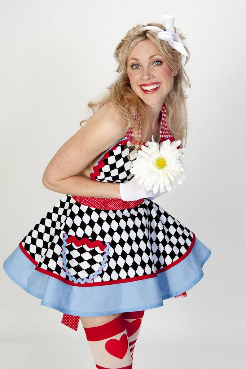 Wonderland Alice Hearts and Harlequin Croquet Apron image 3
