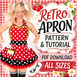 Wzór i instrukcja wykonania damskiego fartucha retro