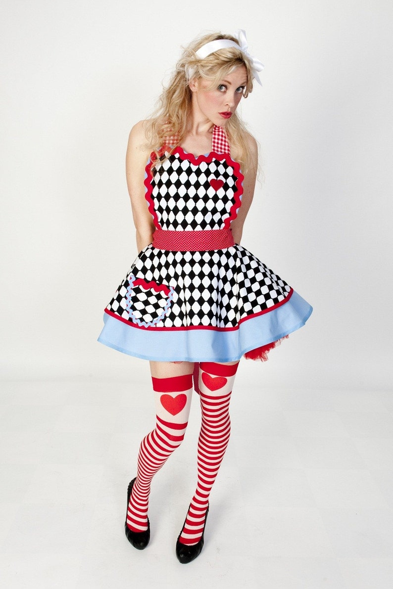 Wonderland Alice Hearts and Harlequin Croquet Apron image 1