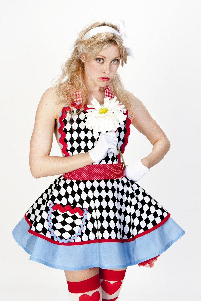 Wonderland Alice Hearts and Harlequin Croquet Apron image 2
