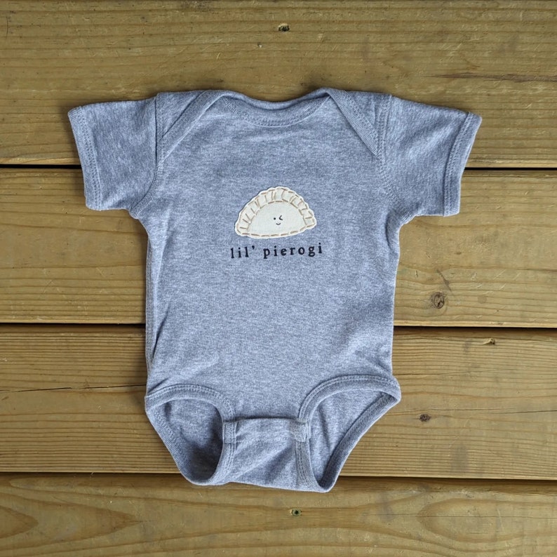 Funny baby Onesie® lil pierogi, Polish baby one piece, fun and unique baby shower gift, baby bodysuit, baby gift, Cleveland baby gift image 3