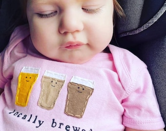 Funny baby Onesie® "Locally Brewed!", Beer baby one piece, fun and unique baby shower gift, baby bodysuit, baby gift, home brewed baby