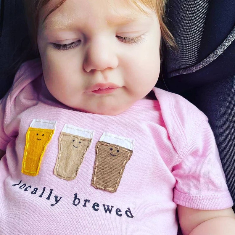 Funny baby Onesie® Locally Brewed, Beer baby one piece, fun and unique baby shower gift, baby bodysuit, baby gift, home brewed baby image 1