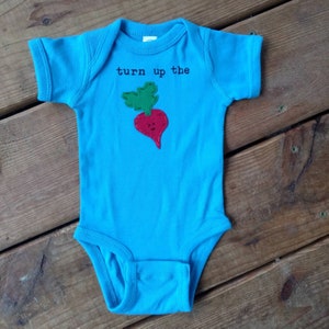 Punny baby Onesie® &quot;Turn up the beat (beet)&quot;,  cute beet one piece, fun and unique baby shower gift, baby bodysuit, baby gift, beet baby