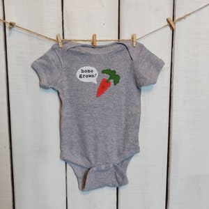 Baby onesie &quot;Home Grown&quot; Carrot bodysuit for baby, Home birth baby, unique baby gift, baby shower gift
