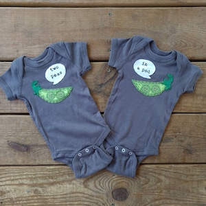 Twin bodysuits &quot;Two Peas in a Pod&quot;, Twin set of Onesies®/bodysuits or one pieces, great baby shower gift for twins, twin Onesies®