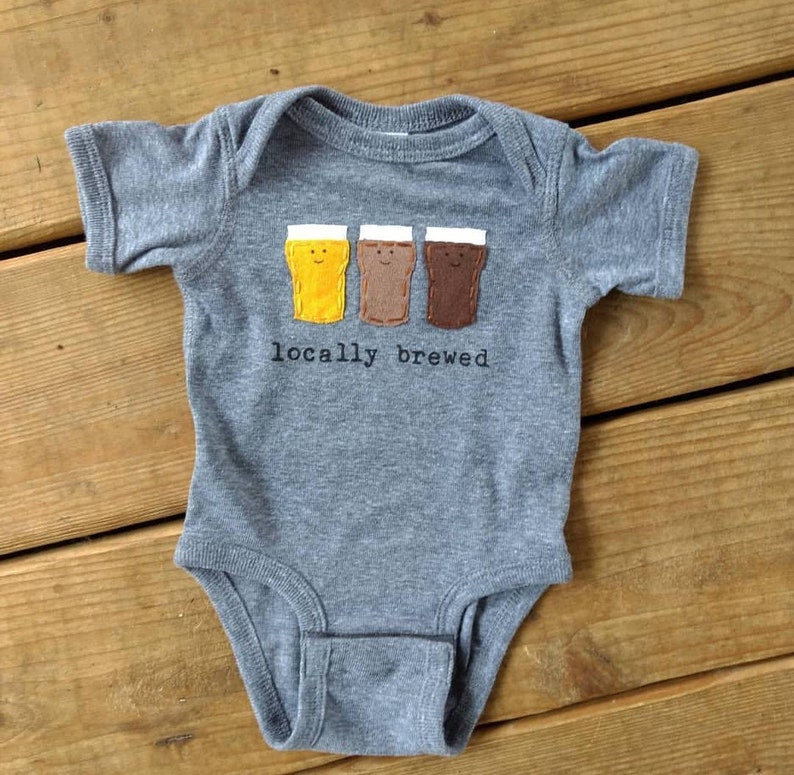 Funny baby Onesie® Locally Brewed, Beer baby one piece, fun and unique baby shower gift, baby bodysuit, baby gift, home brewed baby image 3