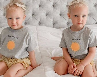 TWIN "You are my SUNSHINE" & "My Only SUNSHINE" Bodysuits Set , Great Shower gift for Twins or siblings