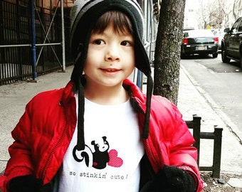 Valentine's Day "So STINKIN Cute" Skunk Onesie® T-shirt or baby bodysuit, perfect for 1st Valentine's Day Pics, punny baby Onesie®