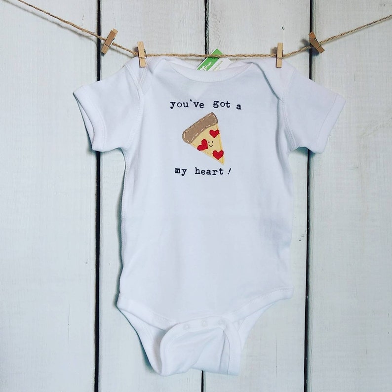 Pizza baby You've got a PIZZA my heart Baby Onesie®/bodysuit, baby gift, fun baby shower gift, mom-made, baby one piece, punny Onesie® image 6